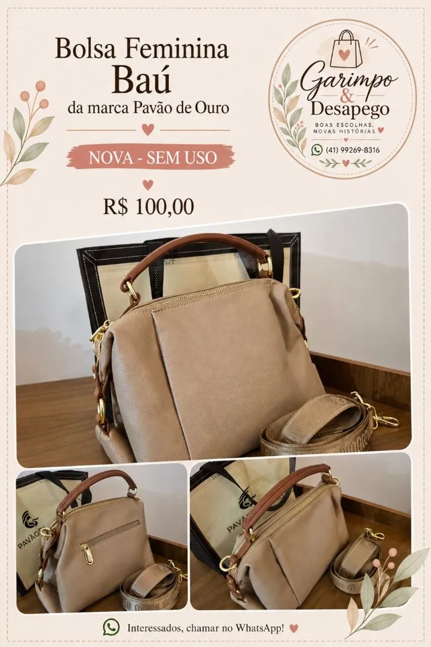 Bolsa Baú bege