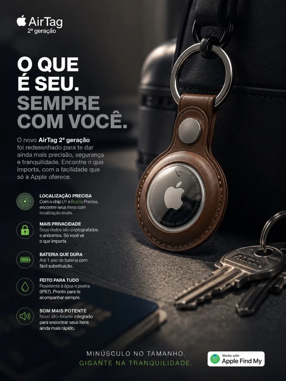 Rastreador Apple AirTag 2ª Geração (Nova) - Unidade - Foto 2