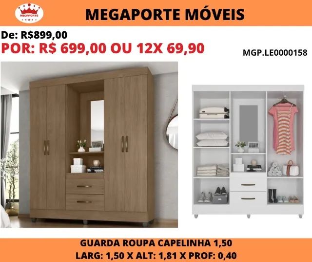 GUARDA ROUPA SOLT 4 PORTAS  - Foto 2