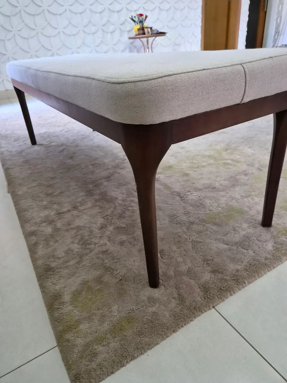 Elegante banco estofado em linho - Foto 4