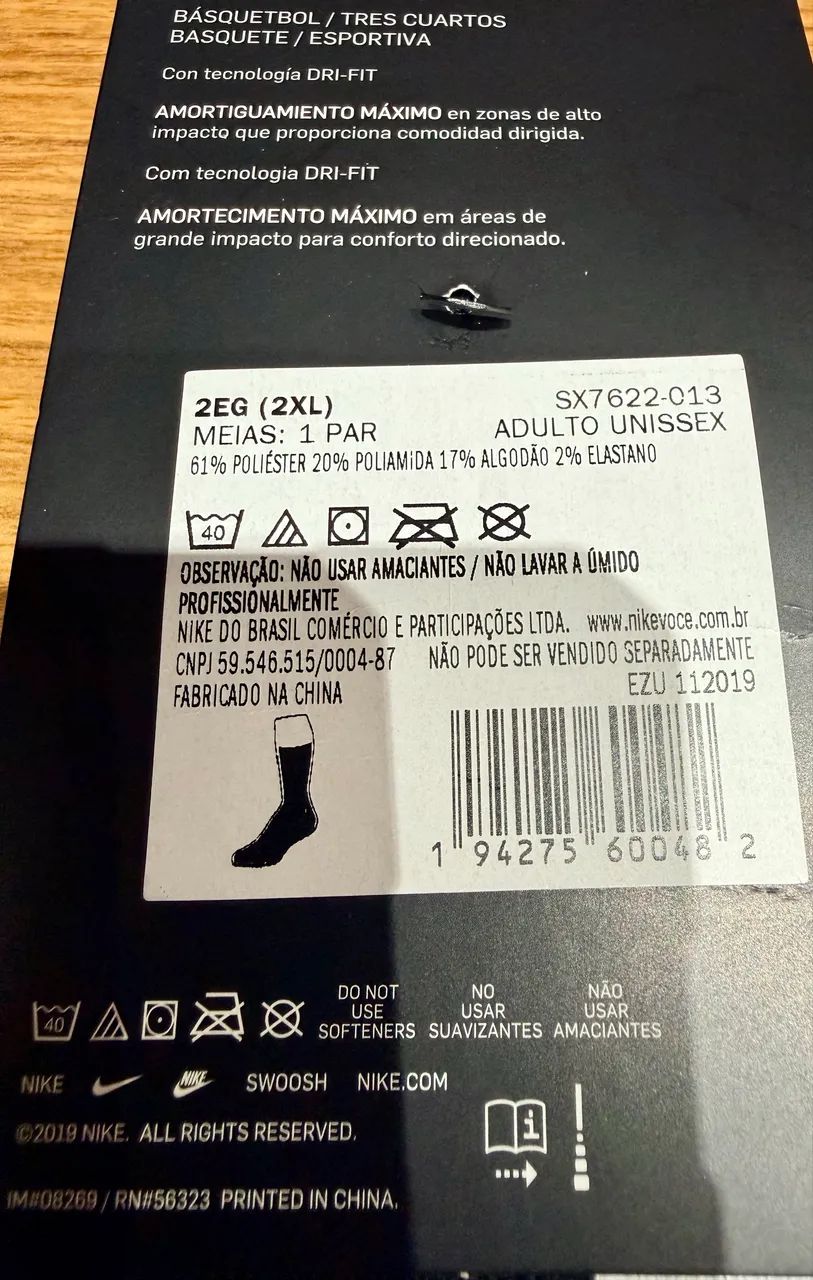 Um Par de Meias NIKE ELITE CREW Original NOVA - Foto 5