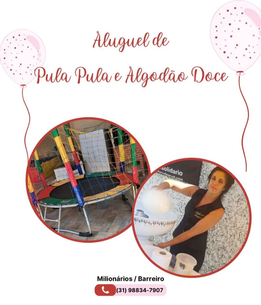 Aluguel pula pula e algodão doce Barreiro