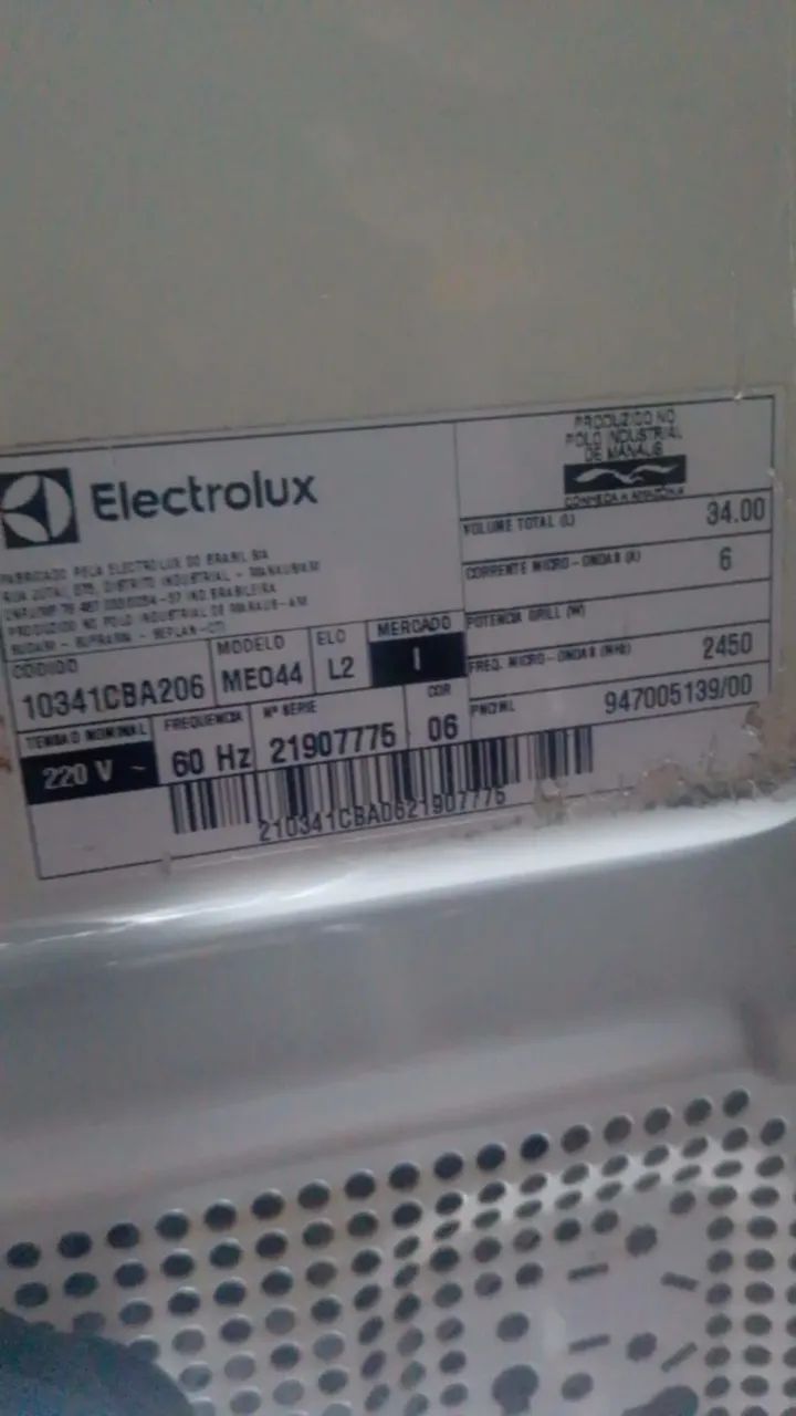 Microondas eletrolux 34 litros 