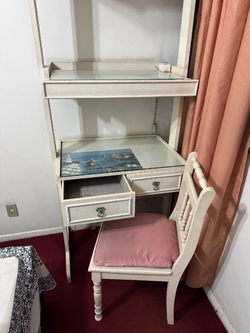 Conjunto Escrivaninha Clássica com Armário e Cadeira - Estilo Provençal - Foto 3