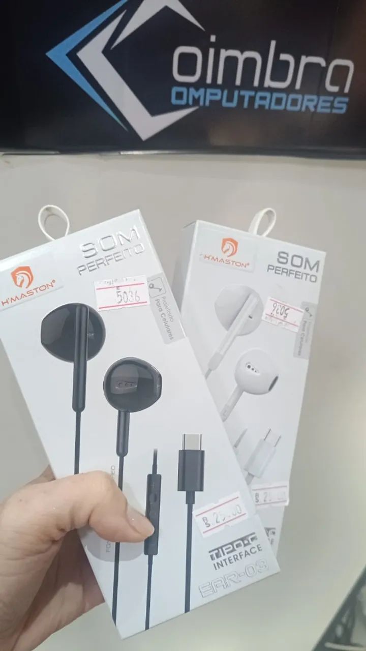 Fone De Ouvido Tipo C Com Microfone 1,2 H'maston EAR-03 Para Celular Loja COimbra Entrega - Foto 3