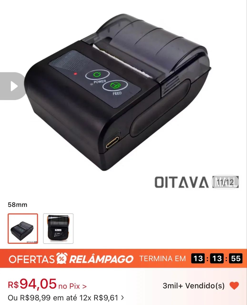 Impressora mini etiqueta 