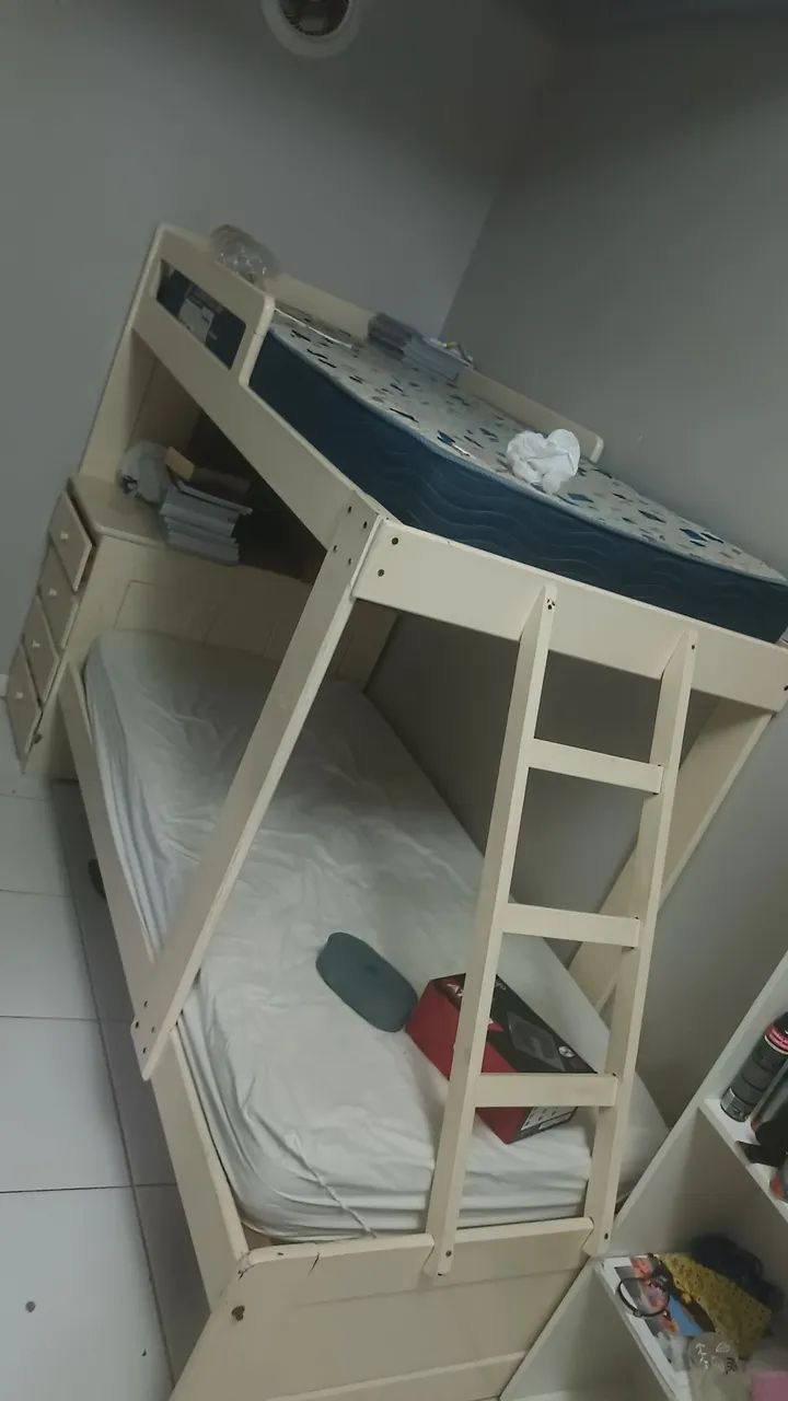 BELICHE BRANCO COM DOIS COLCHÕES