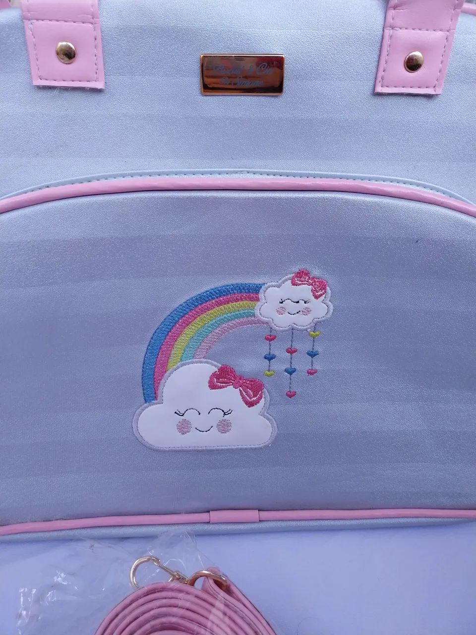 Bolsa/Mala prateada com rosa menina Nuvem - Foto 2