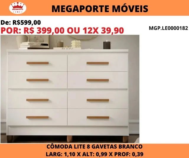 CÔMODA 8 GAVETAS 