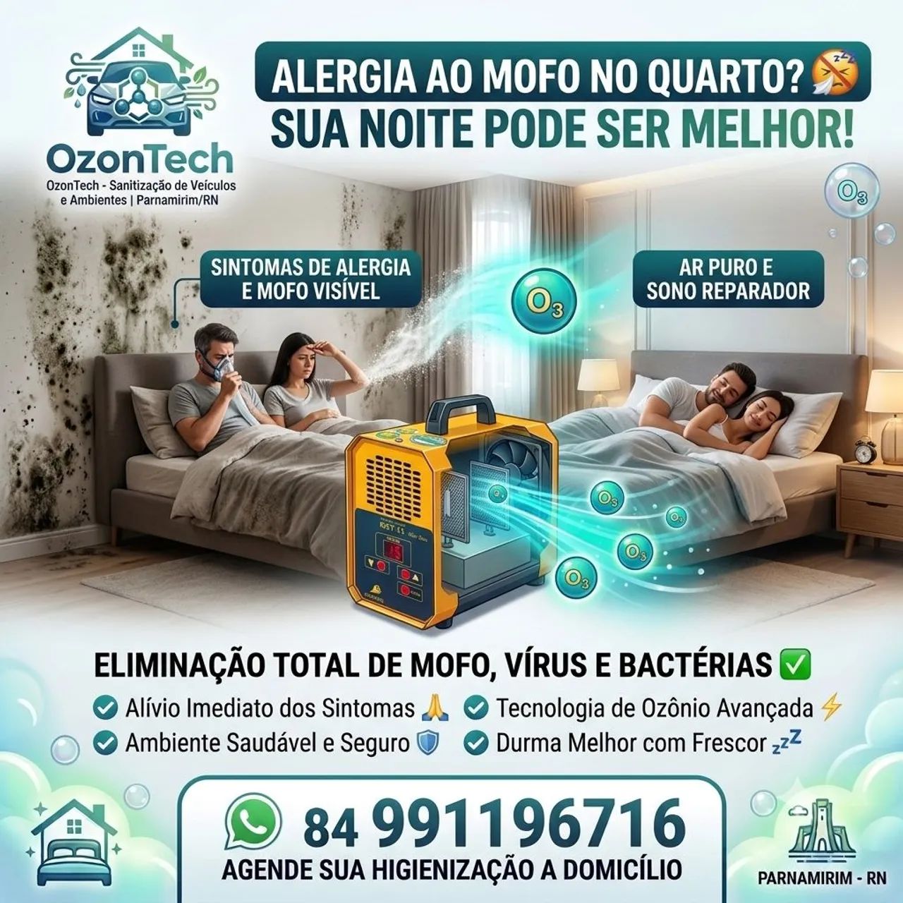 Higienização com Ozônio para Carros e Ambientes | Remove Mofo e Odores<br>