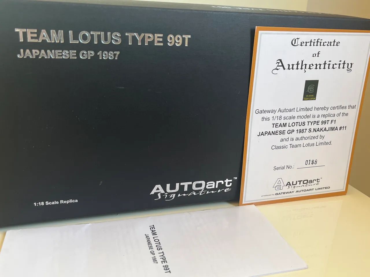 Satoru Nakajima F1 Team Lotus Type 99T Japanese GP 1987 Autoart