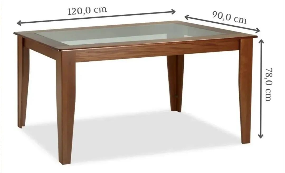 Mesa de madeira maciça com tampo de vidro  - Foto 2