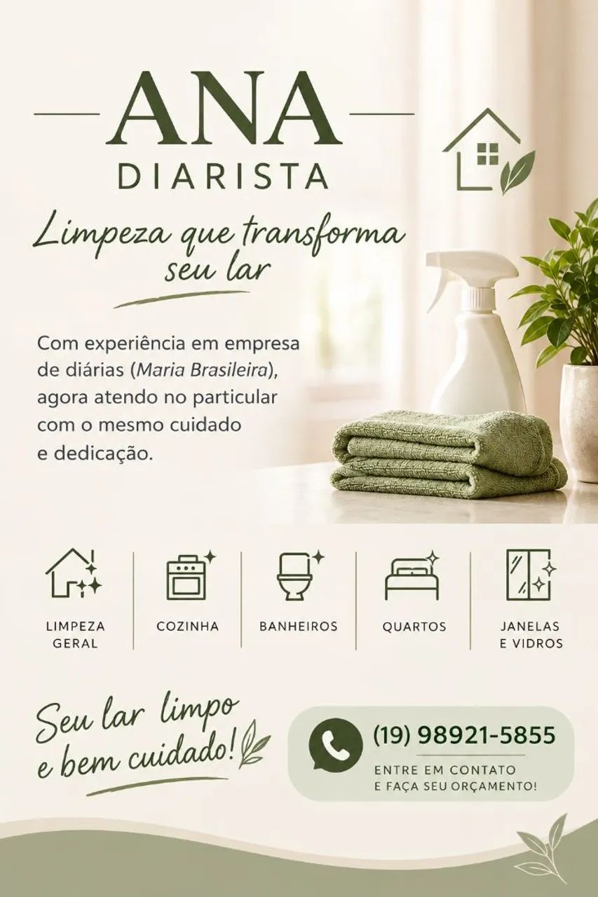 Diarista Autônoma com Experiência (Faxina)