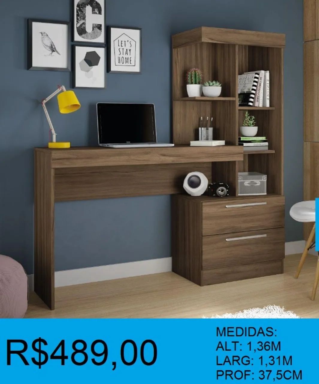 Mesa escrivaninha com prateleiras - á pronta entrega