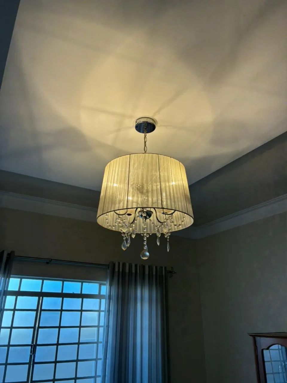 Lustre Cúpula Branca Cristal - Foto 4