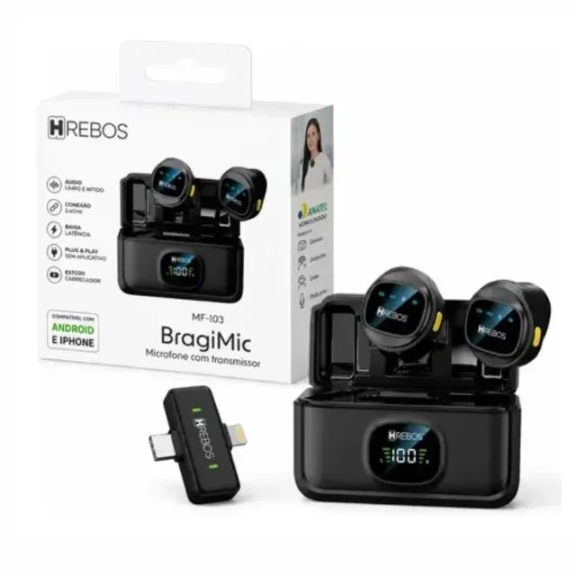 Lacrado Microfone com transmissor BragiMic HREBOS MF-103