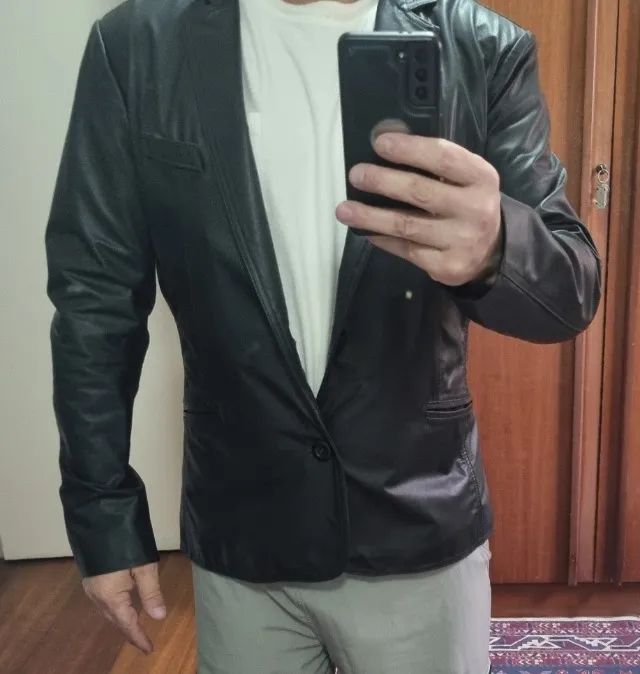 Blazer de Couro Slim Preto (novo) - Foto 2