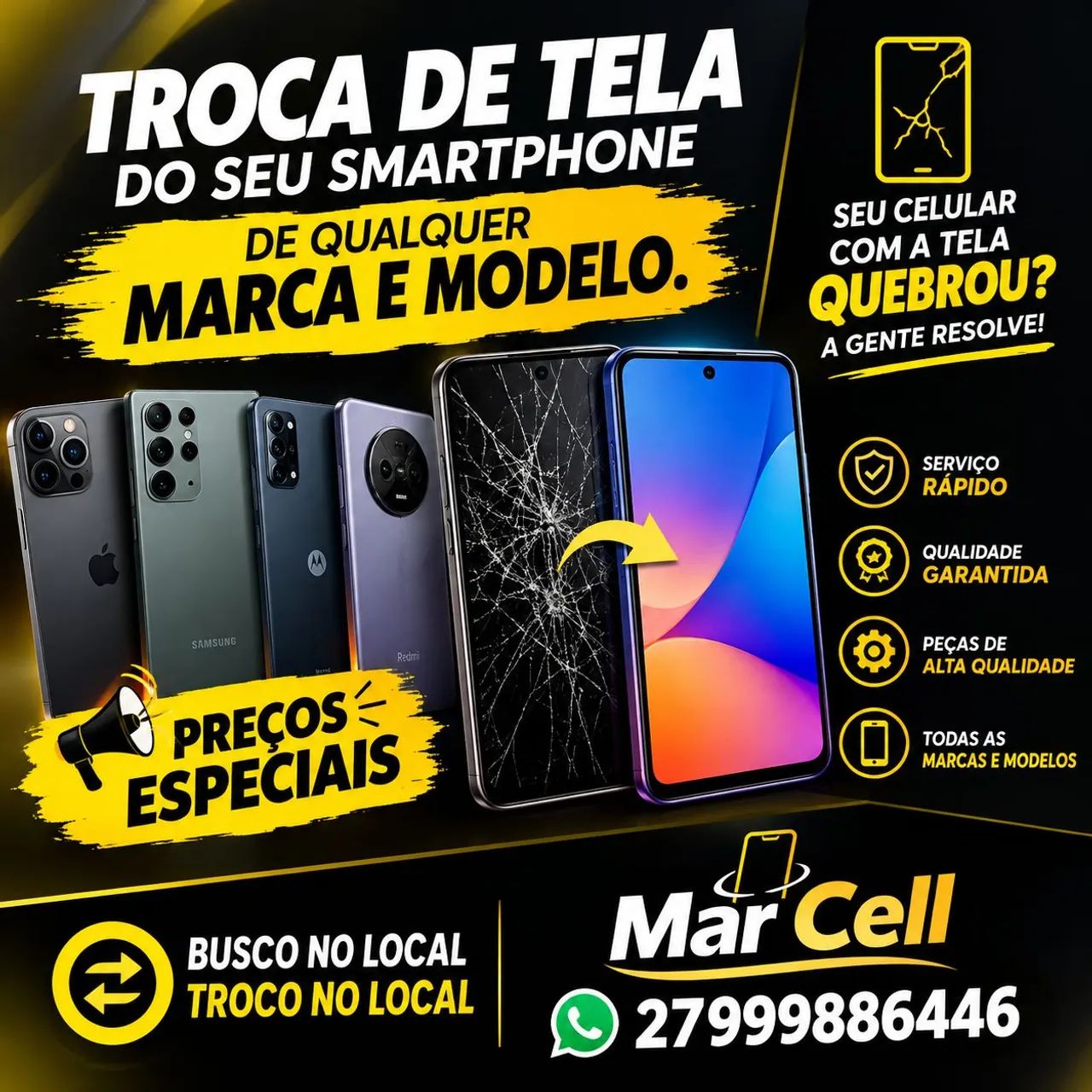 Troco a tela do seu celular com rapidez e qualidade