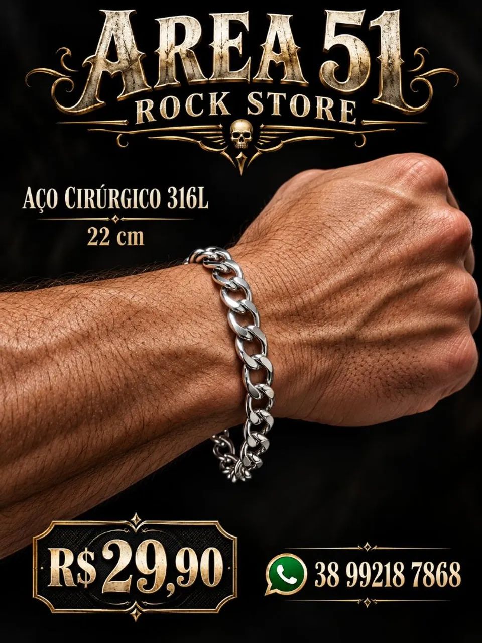 Pulseira em aço cirúrgico 316 L  - Foto 2
