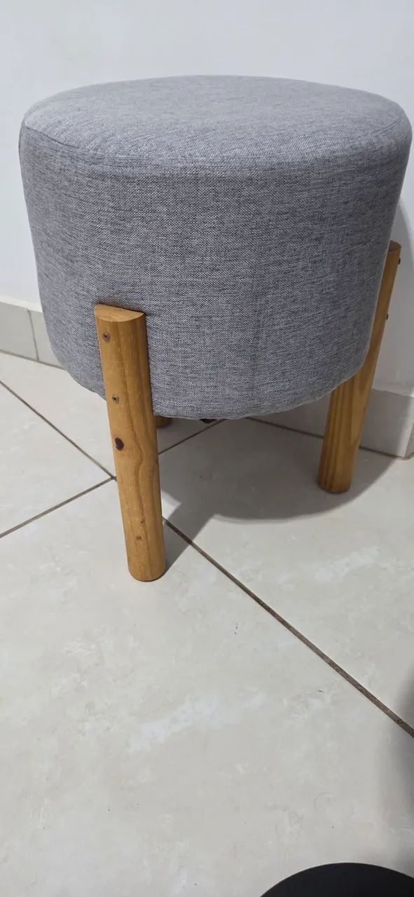Puff - linho cinza  - Foto 2