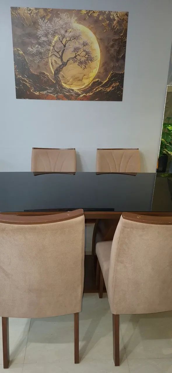 Mesa de jantar 6 cadeiras vidro preto - Foto 4