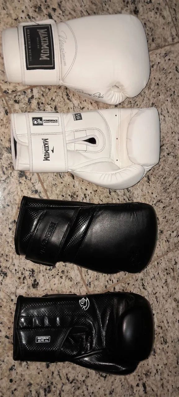 Luvas maximum 16 oz e pretorian 12 oz seminovas 