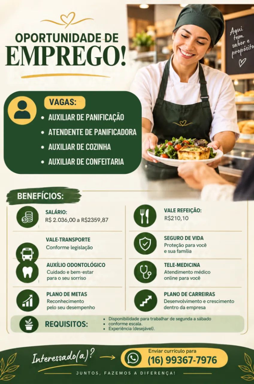 Vagas panificadora