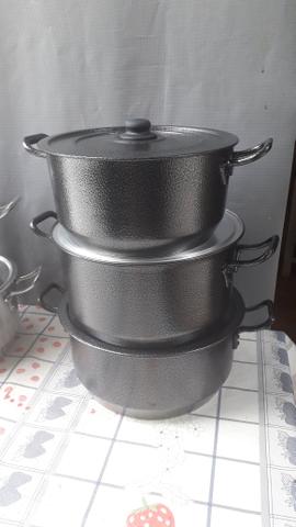 Jogo com 3 panelas de alumínio pra restaurante - Foto 2