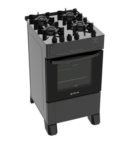 Fogão Atlas 4 Bocas Mônaco Top Glass Preto Bivolt  * novo na caixa