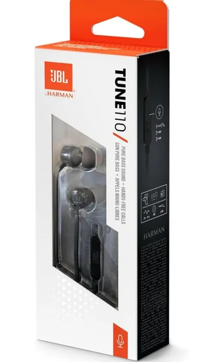 JBL, Fone de Ouvido in Ear T110 - Preto e Branco<br>