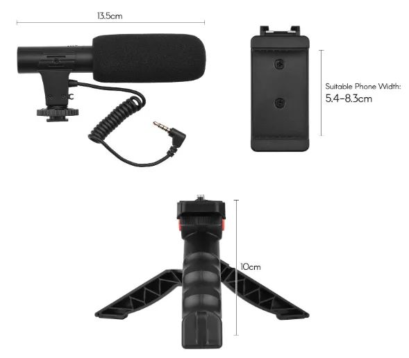 Kit De Criação De Vídeo Tripé Com Iluminação Microfone Condensador - 1104 - Foto 4