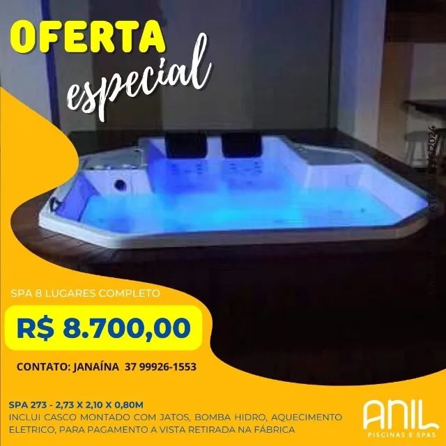Ja - Spa 8 lugares - modelo exclusivo Anil - completo com bomba e aquecimento