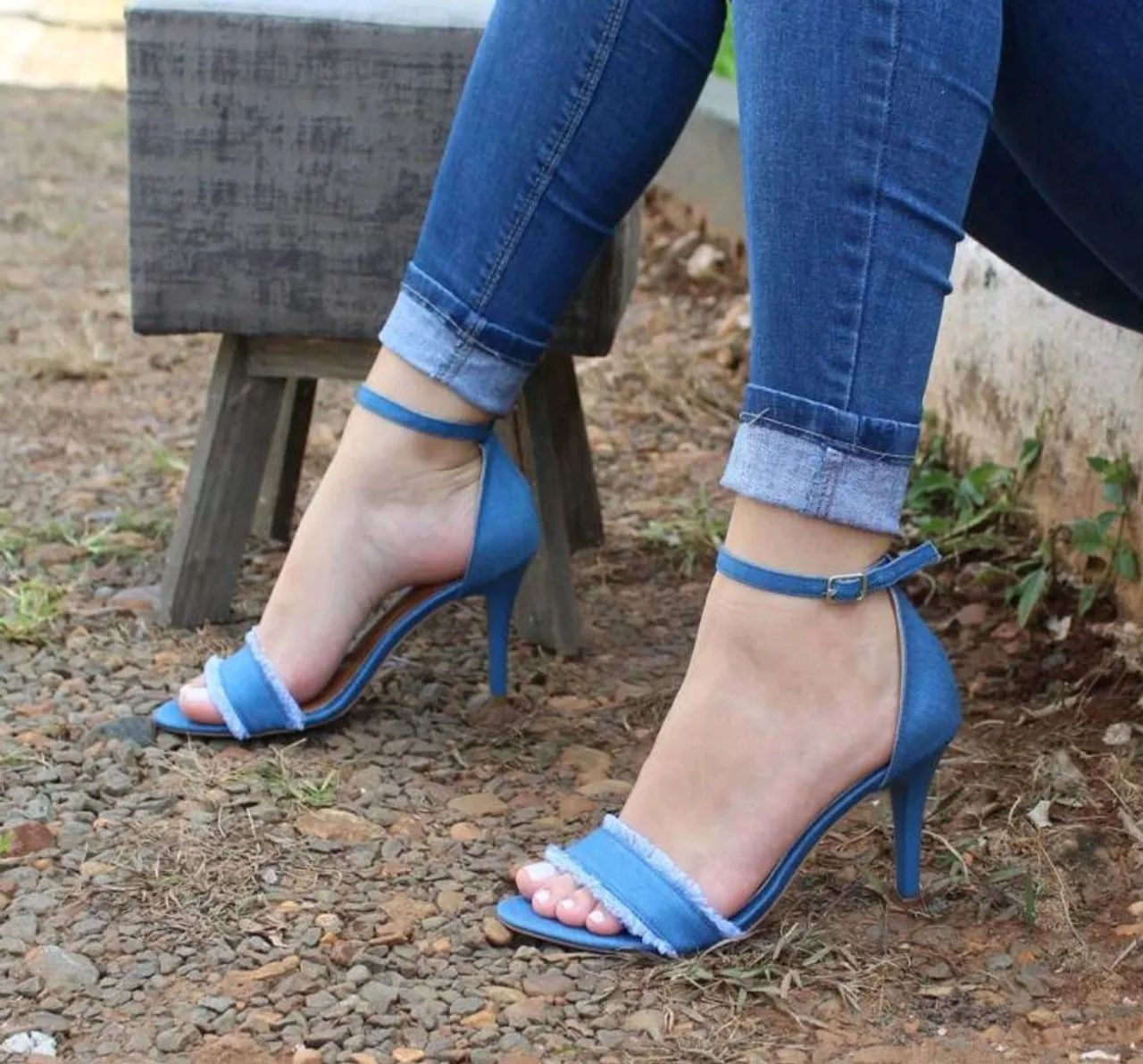 Sandália Gioh Shoes Salto Alto Fino Azul