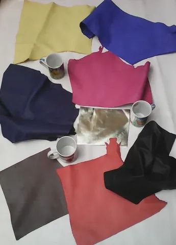 3kg Retalhos Grandes Couro Legítimo Diversos Tipos e Cores - Foto 5