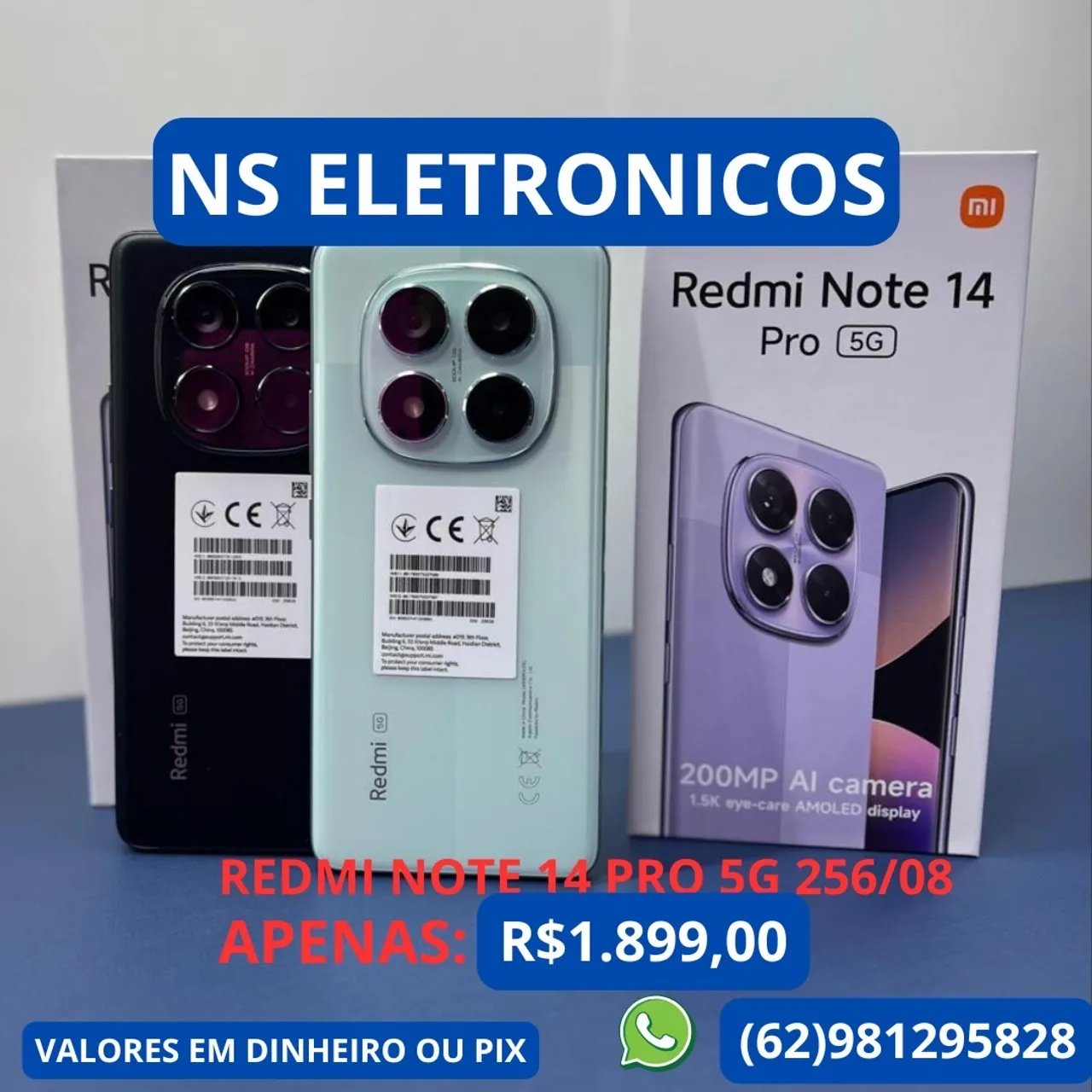 ***Redmi Note 14 Pro 5G 08/256 Global Lacrado Preto Verde Lilás ***
