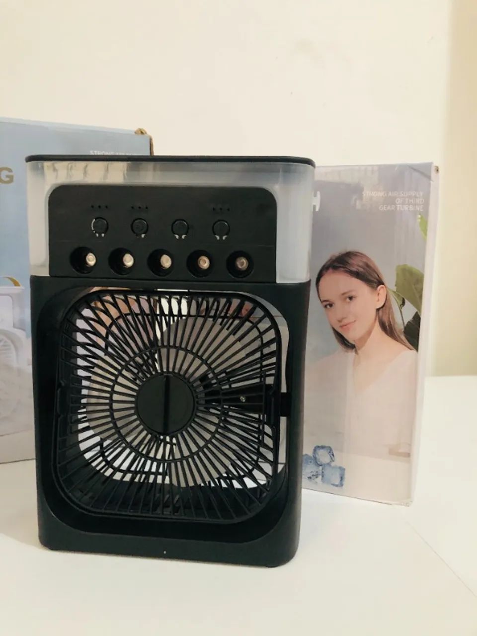 Ventilador Portátil de Mesa - Umidificar, Climatizador - Led - Água e Gelo - 3 Velocidades - Foto 2