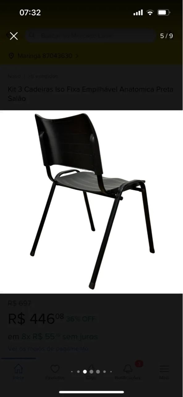 Cadeira Iso Fixa Empilhável Anatómica Preta  - Foto 4