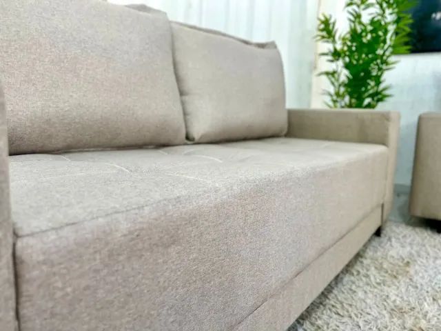 Sofá 2×3 Lugares Ref.8100 Bege Linho Frete Grátis - Até 12x  - Foto 5