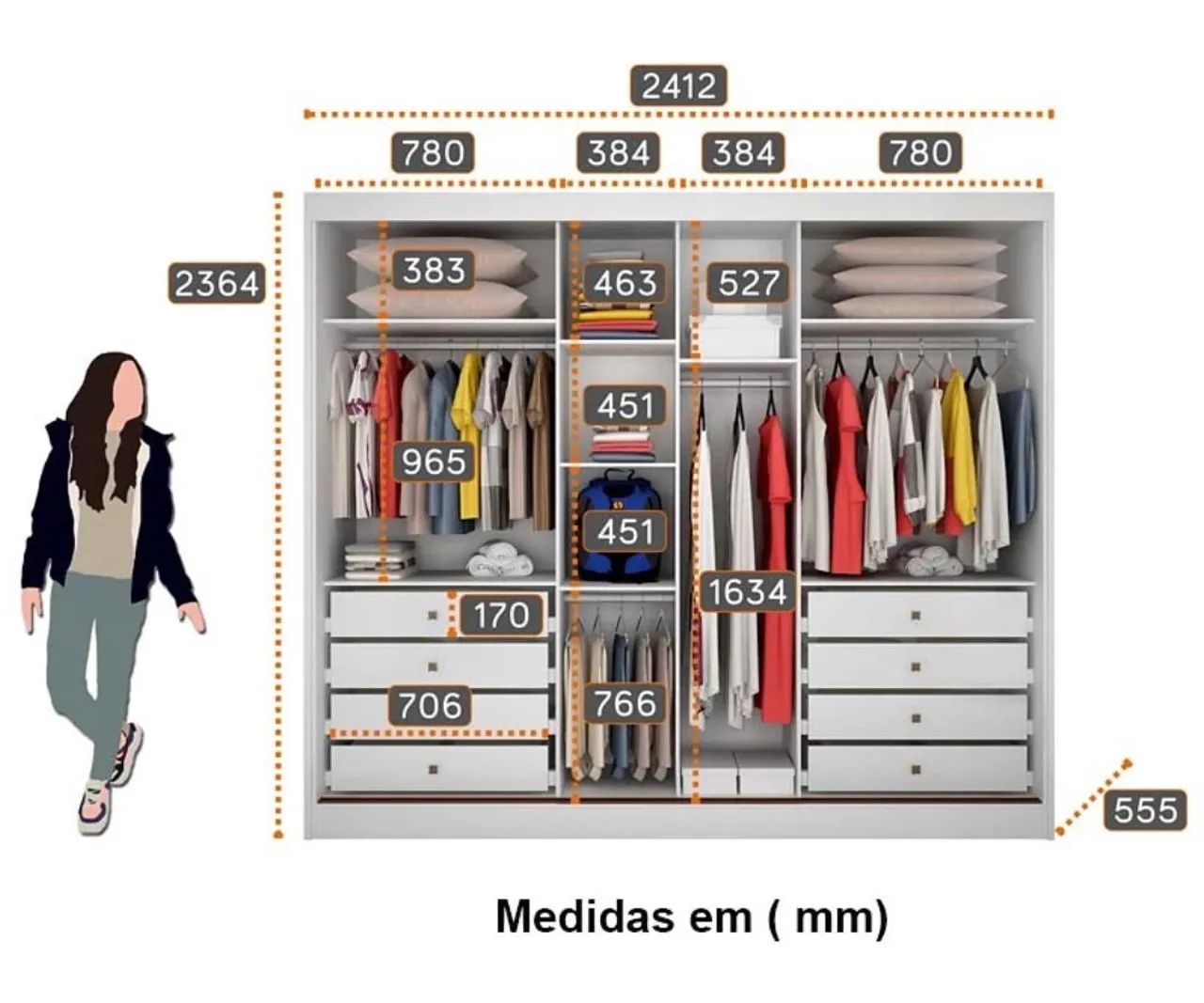 Guarda-Roupa de Correr com Espelho - Novo - Foto 3