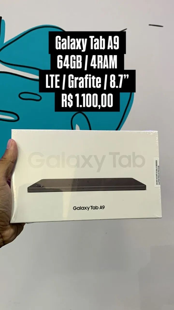 Galaxy Tab A9 64GB /4RAM / Lacrado / LTE / Grafite / 8.7 Polegadas / $1.100,00
