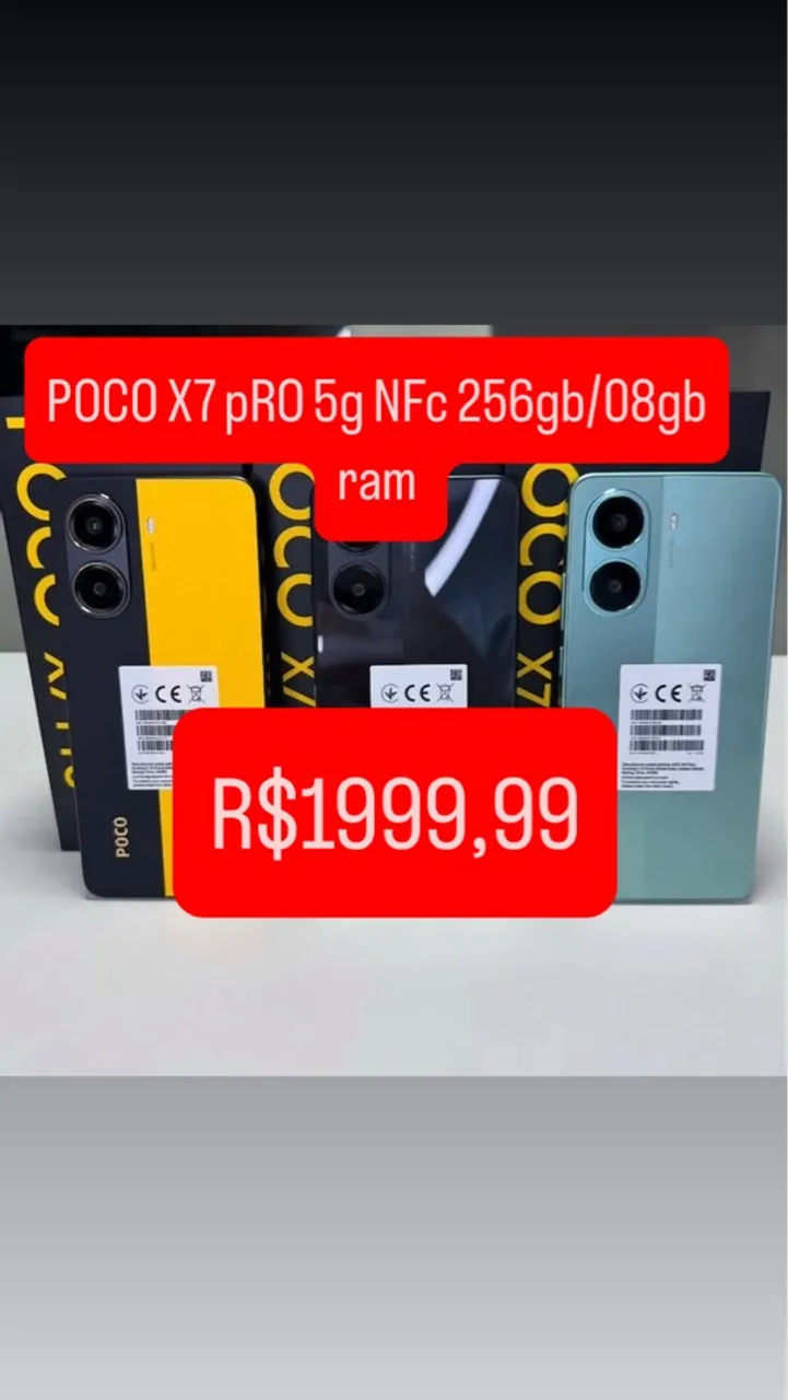 Poco x7 Pro 5G NFC 256/08 Novo Capa Película Fone + Entrega Grátis