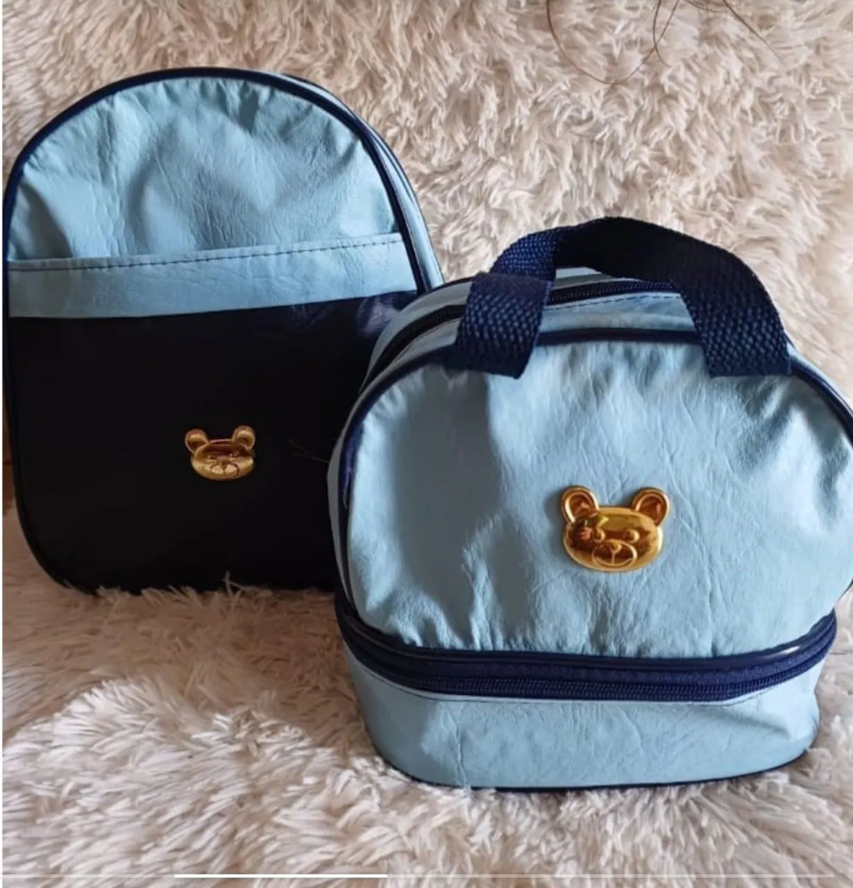 Kit Mochila e necessarie Ursinho - Azul Bebê