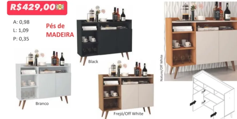 Aparador Buffet com 2 Portas