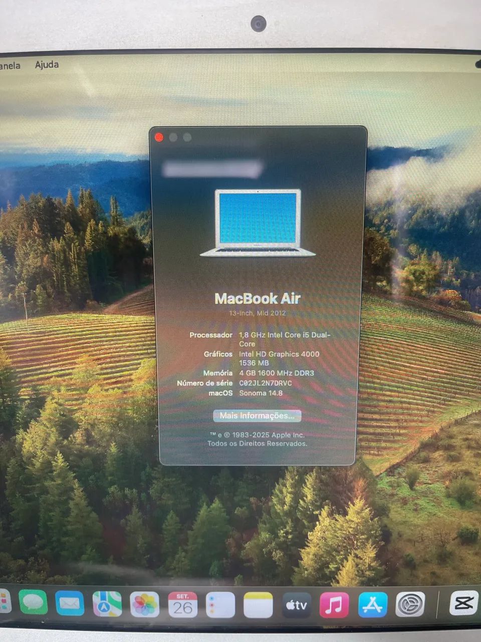 Mac air 4GB 128GB SSD Atualizado com SONOMA 2012 Notebooks