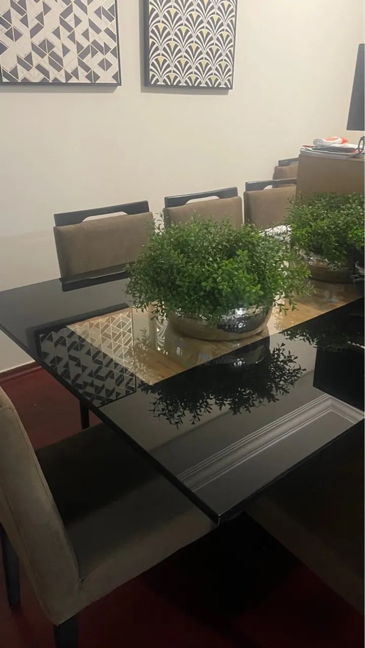 Mesa de Jantar de Vidro Preta - Foto 2