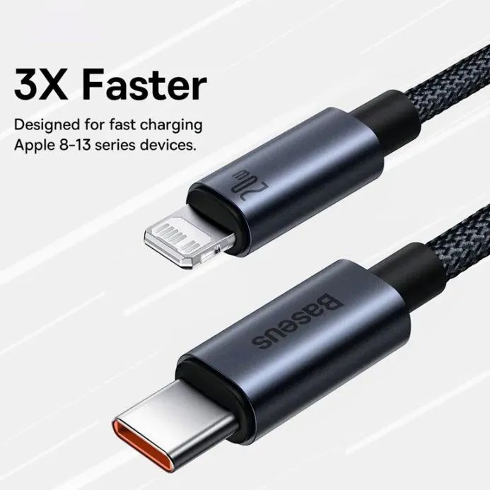Cabo Baseus Tipo-C / IP PD 20W carga rápida 7 pinos, super resistente para iPhones - Foto 2
