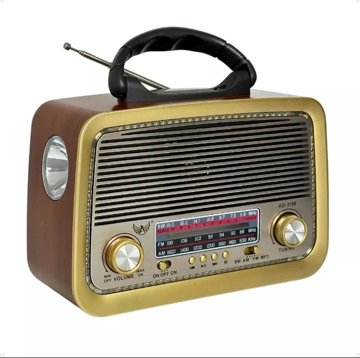 Rádio AM/FM Portátil com Bluetooth e Lantern - Retro e Estiloso