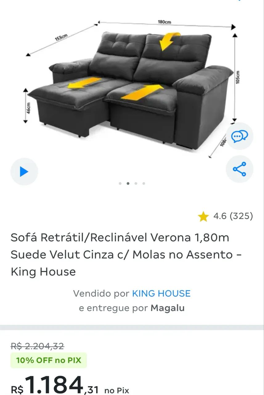 Sofá retrátil reclinável 64288688489729122