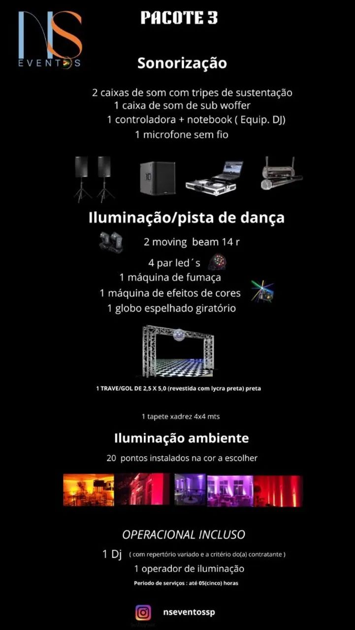 Pacote de Som e Iluminação para Festas