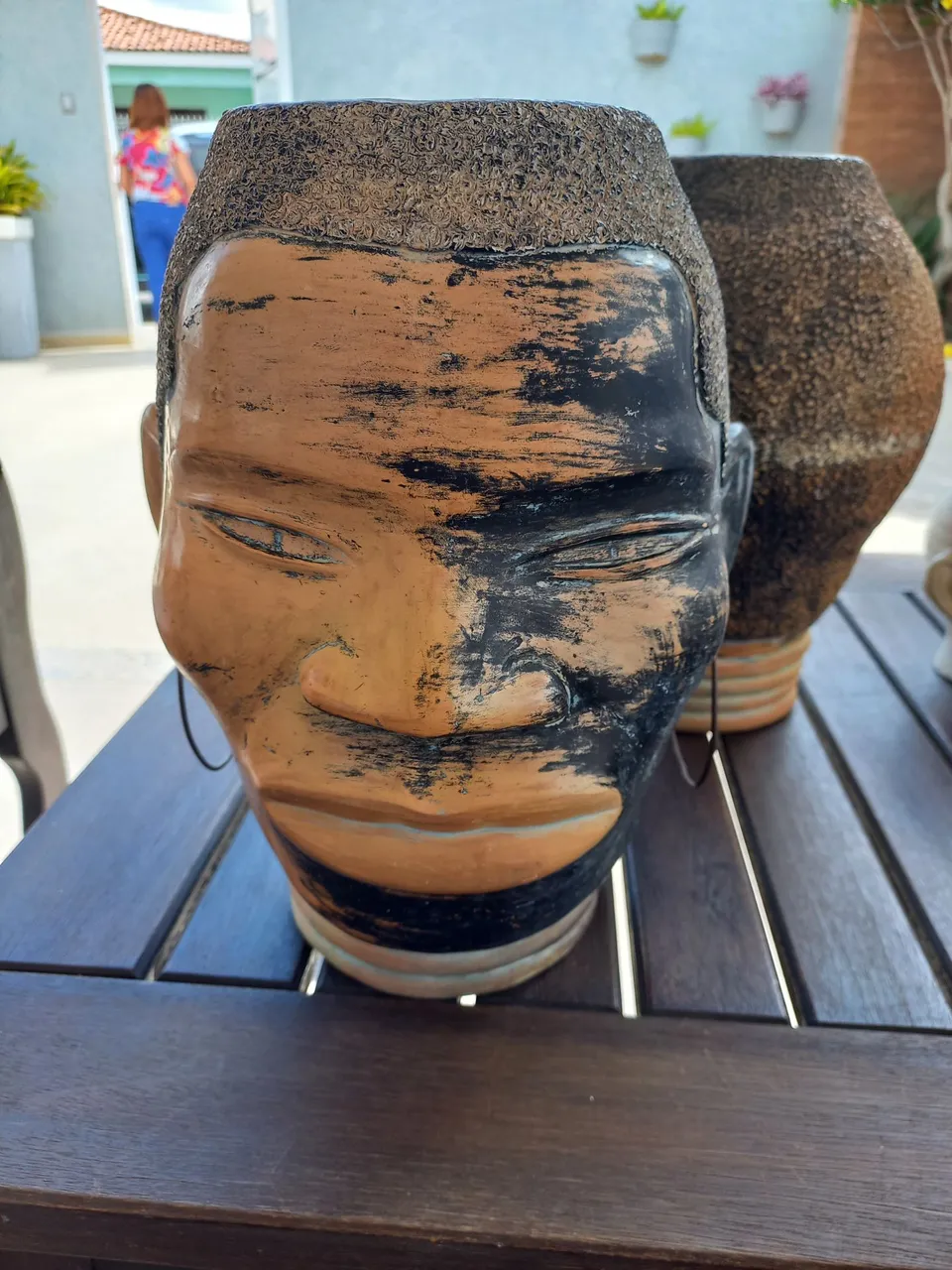Vaso Decorativo Escultura de Rosto Africano